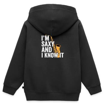 Saxophonist Geschenkidee - Kinder Premium Organic Zip Hoodie - Schwarz - Hinten - AI Model Kid Male (0cm)