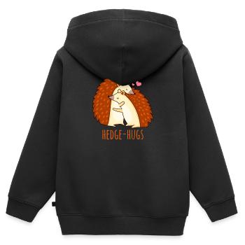 Hedge Hugs Drôle Hedgehog Hug Pun Love - Sweat Premium à capuche zippé enfant bio - noir - Dos - AI Model Kid Male (0cm)