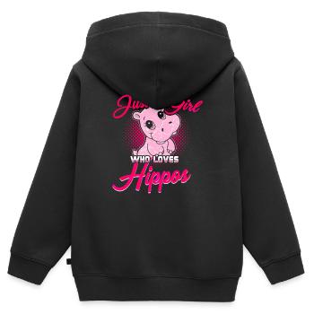 Hippopotame Hippopotame - Sweat Premium à capuche zippé enfant bio - noir - Dos - AI Model Kid Male (0cm)