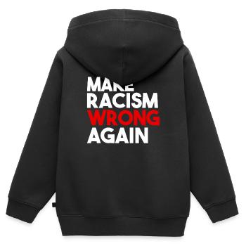 Machen Sie Rassismus wieder falsch - Kinder Premium Organic Zip Hoodie - Schwarz - Hinten - AI Model Kid Male (0cm)
