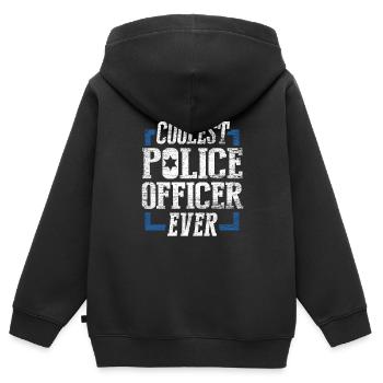 Officier de police - Sweat Premium à capuche zippé enfant bio - noir - Dos - AI Model Kid Male (0cm)