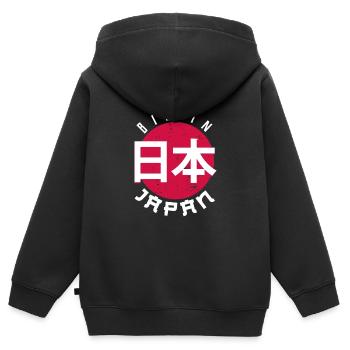 Japan - Kinder Premium Organic Zip Hoodie - Schwarz - Hinten - AI Model Kid Male (0cm)