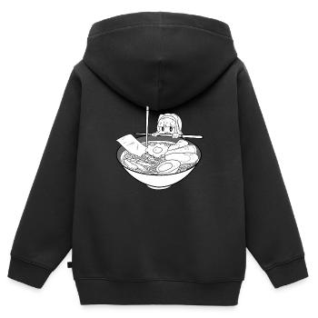 Japan - Kinder Premium Organic Zip Hoodie - Schwarz - Hinten - AI Model Kid Male (0cm)