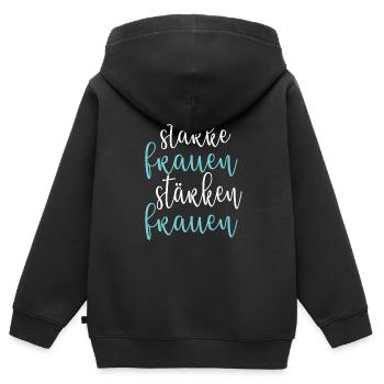 Frauenpower Powerfrau Starke Frauen Stärken Frauen - Kinder Premium Organic Zip Hoodie - Schwarz - Hinten - AI Model Kid Male (0cm)