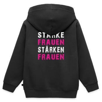 starke frauen stärken frauen Sprüche - Kinder Premium Organic Zip Hoodie - Schwarz - Hinten - AI Model Kid Male (0cm)