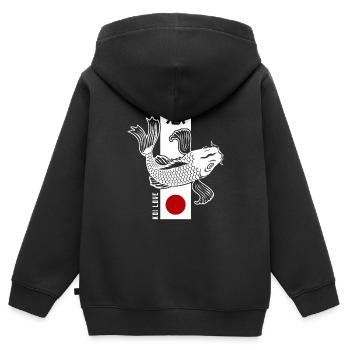 Japan - Kinder Premium Organic Zip Hoodie - Schwarz - Hinten - AI Model Kid Male (0cm)