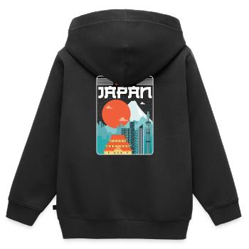 Japan - Kinder Premium Organic Zip Hoodie - Schwarz - Hinten - AI Model Kid Male (0cm)