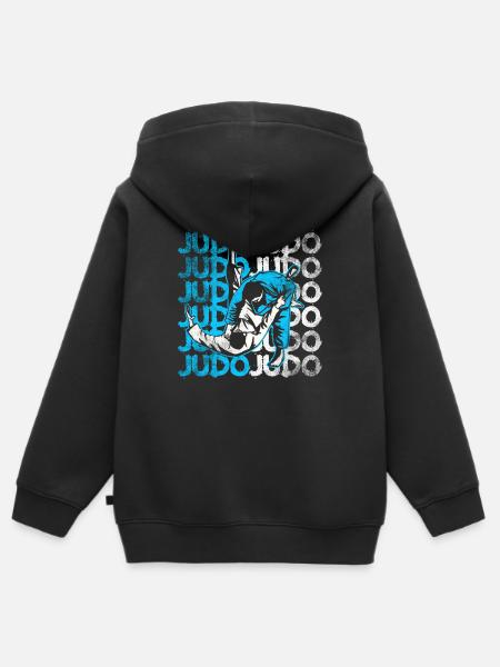 Judo - Sweat Premium à capuche zippé enfant bio - noir