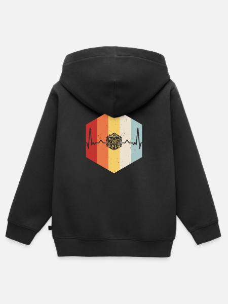 D20 Retro-Herzschlag - Kinder Premium Organic Zip Hoodie - Schwarz