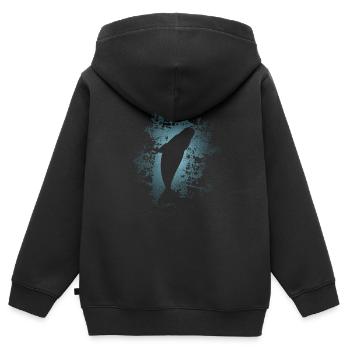 Wal Pottwal Flosse Unterwasser - Kinder Premium Organic Zip Hoodie - Schwarz - Hinten - AI Model Kid Male (0cm)