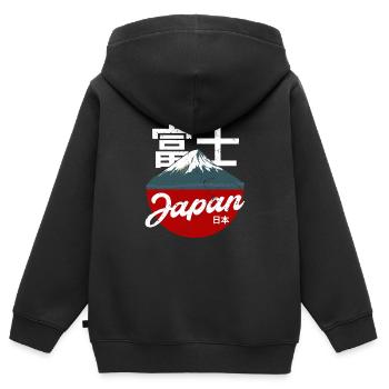 Japon - Sweat Premium à capuche zippé enfant bio - noir - Dos - AI Model Kid Male (0cm)