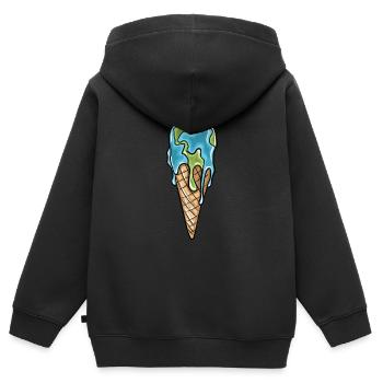 Melting World Eistüte - Kinder Premium Organic Zip Hoodie - Schwarz - Hinten - AI Model Kid Male (0cm)