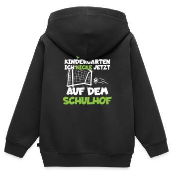 Fussball Junge Schulanfänger Einschulungss - Kinder Premium Organic Zip Hoodie - Schwarz - Hinten - AI Model Kid Male (0cm)