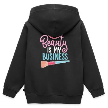 Beauté esthéticienne - Sweat Premium à capuche zippé enfant bio - noir - Dos - AI Model Kid Male (0cm)