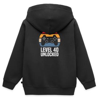 Level 40 Unlocked 40. Geburtstag Gamer Zocker - Kinder Premium Organic Zip Hoodie - Schwarz - Hinten - AI Model Kid Male (0cm)