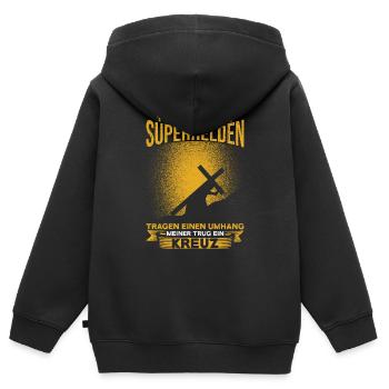 Nicht Alle Superhelden Tragen Einen Umhang - Kinder Premium Organic Zip Hoodie - Schwarz - Hinten - AI Model Kid Male (0cm)