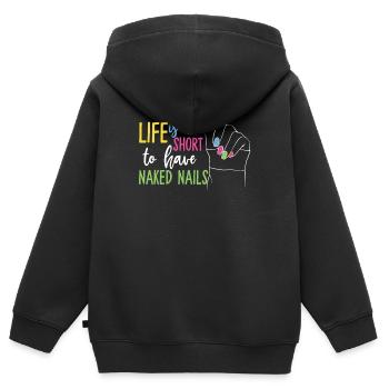 Ongles en gel designer - Sweat Premium à capuche zippé enfant bio - noir - Dos - AI Model Kid Male (0cm)