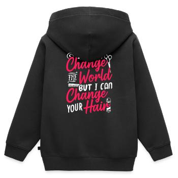 Coiffure coiffure - Sweat Premium à capuche zippé enfant bio - noir - Dos - AI Model Kid Male (0cm)