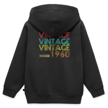 60e anniversaire 60 ans vintage 1960 60s sixties - Sweat Premium à capuche zippé enfant bio - noir - Dos - AI Model Kid Male (0cm)