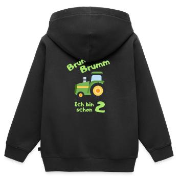 Brumm Brumm Ich bin schon 2 - Kinder Premium Organic Zip Hoodie - Schwarz - Hinten - AI Model Kid Male (0cm)