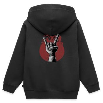 Cadeau de hard rock - Sweat Premium à capuche zippé enfant bio - noir - Dos - AI Model Kid Male (0cm)