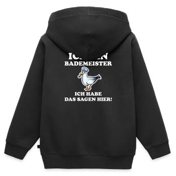 Bademeister - Kinder Premium Organic Zip Hoodie - Schwarz - Hinten - AI Model Kid Male (0cm)