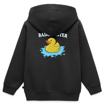 Bademeister Gummiente - Kinder Premium Organic Zip Hoodie - Schwarz - Hinten - AI Model Kid Male (0cm)