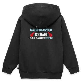 Bademeister - Kinder Premium Organic Zip Hoodie - Schwarz - Hinten - AI Model Kid Male (0cm)