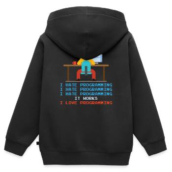 Programmierer - I Hate Programming - Kinder Premium Organic Zip Hoodie - Schwarz - Hinten - AI Model Kid Male (0cm)