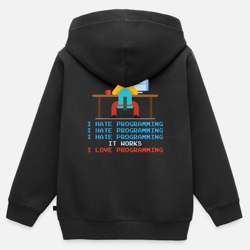Programmierer - I Hate Programming - Kinder Premium Organic Zip Hoodie - Schwarz