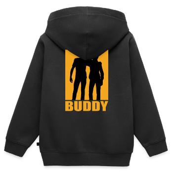 Conception de copain - Sweat Premium à capuche zippé enfant bio - noir - Dos - AI Model Kid Male (0cm)