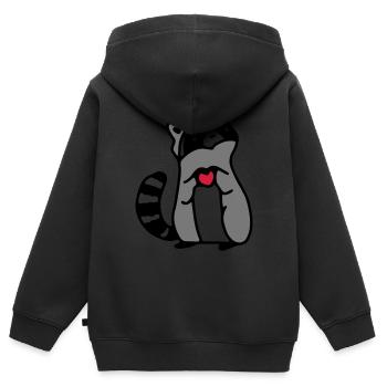 amour de raton laveur - Sweat Premium à capuche zippé enfant bio - noir - Dos - AI Model Kid Male (0cm)