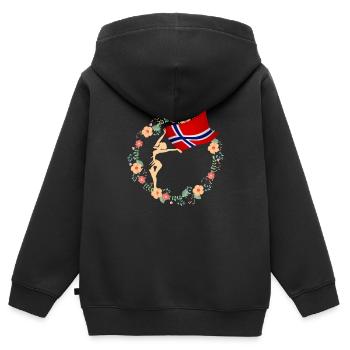 Norwegen Wikinger Norweger - Kinder Premium Organic Zip Hoodie - Schwarz - Hinten - AI Model Kid Male (0cm)