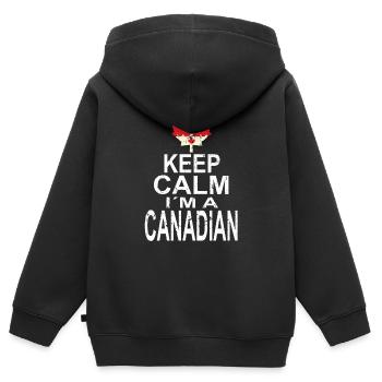Reste calme, je suis Canadien - Sweat Premium à capuche zippé enfant bio - noir - Dos - AI Model Kid Male (0cm)