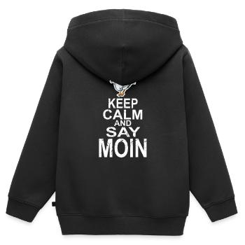Keep Calm and say Moin - Kinder Premium Organic Zip Hoodie - Schwarz - Hinten - AI Model Kid Male (0cm)