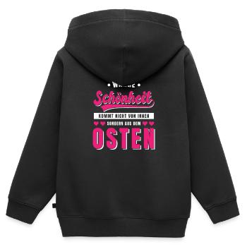 Osten Spruch Lustig DDR Mauerfall Berlin Geschenk - Kinder Premium Organic Zip Hoodie - Schwarz - Hinten - AI Model Kid Male (0cm)