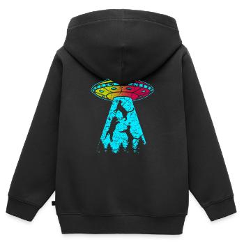 Alien Ufo Space Ausserirdisch Tierisch Weltraum - Kinder Premium Organic Zip Hoodie - Schwarz - Hinten - AI Model Kid Male (0cm)