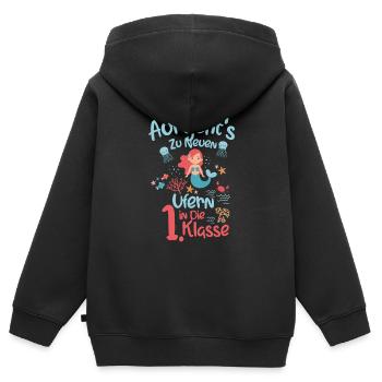 Erster Schultag Meerjungfrau 1. Klasse Schule - Kinder Premium Organic Zip Hoodie - Schwarz - Hinten - AI Model Kid Male (0cm)