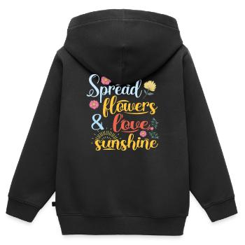 spread flowers flowers and love - Kids Premium Organic Zip-up Hoodie - black - Back - AI Model Kid Male (0cm)