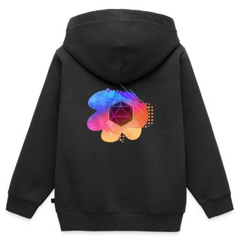 Idée cadeau pour stylo et papier - Sweat Premium à capuche zippé enfant bio - noir - Dos - AI Model Kid Male (0cm)
