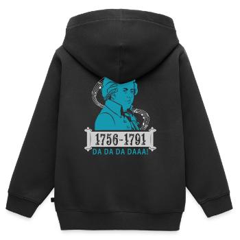 Wolfgang Amadeus Mozart - Kinder Premium Organic Zip Hoodie - Schwarz - Hinten - AI Model Kid Male (0cm)