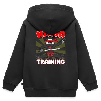 NINJA IN TRAINING - Kinder Premium Organic Zip Hoodie - Schwarz - Hinten - AI Model Kid Male (0cm)