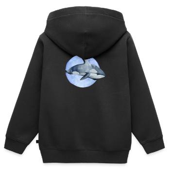 Orca Raubtier Fisch - Kinder Premium Organic Zip Hoodie - Schwarz - Hinten - AI Model Kid Male (0cm)