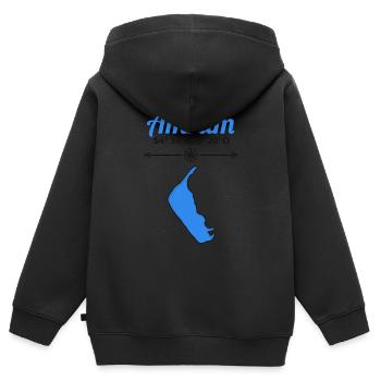 Ostfriesische Inseln - Amrum Koordinaten - Kinder Premium Organic Zip Hoodie - Schwarz - Hinten - AI Model Kid Male (0cm)