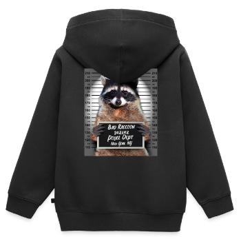 Waschbär Polizeifoto Raccoon im Knast Gefängnis - Kinder Premium Organic Zip Hoodie - Schwarz - Hinten - AI Model Kid Male (0cm)