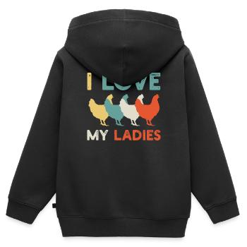 Hühner Hühnerstall - Kinder Premium Organic Zip Hoodie - Schwarz - Hinten - AI Model Kid Male (0cm)