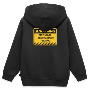Peut commencer à parler de trading - Sweat Premium à capuche zippé enfant bio - noir - Dos - AI Model Kid Male (0cm)