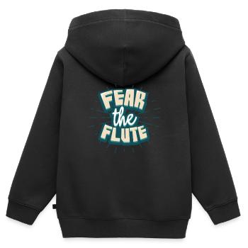 flûte - Sweat Premium à capuche zippé enfant bio - noir - Dos - AI Model Kid Male (0cm)