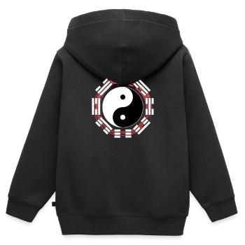 Cercle des arts martiaux chinois de Bagua Zhang Yin Yang - Sweat Premium à capuche zippé enfant bio - noir - Dos - AI Model Kid Male (0cm)