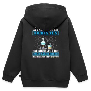 Lustig Chemie Labor Faul Faulheit Spruch Geschenk - Kinder Premium Organic Zip Hoodie - Schwarz - Hinten - AI Model Kid Male (0cm)